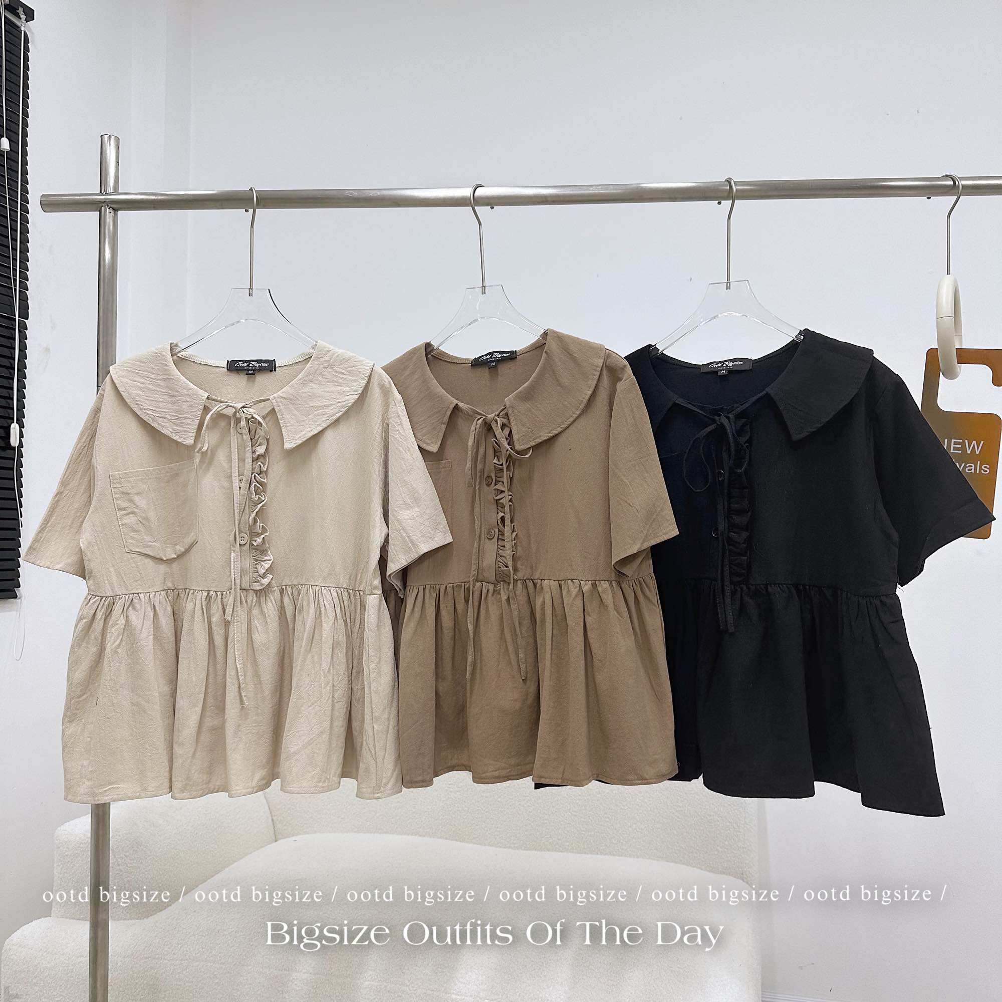 OOTD BIGSIZE | Áo kiểu babydoll cổ sen bèo cúc