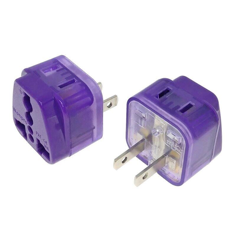 Wonpro phích cắm chuyển đổi đa năng đức tiêu chuẩn châu âu, tiêu chuẩn mỹ, tiêu chuẩn châu âu, màu tím