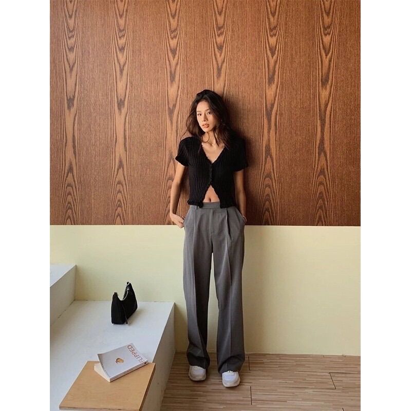 [HCM]ÁO KIỂU BÈO NÚT BỌC CROPTOP NỮ