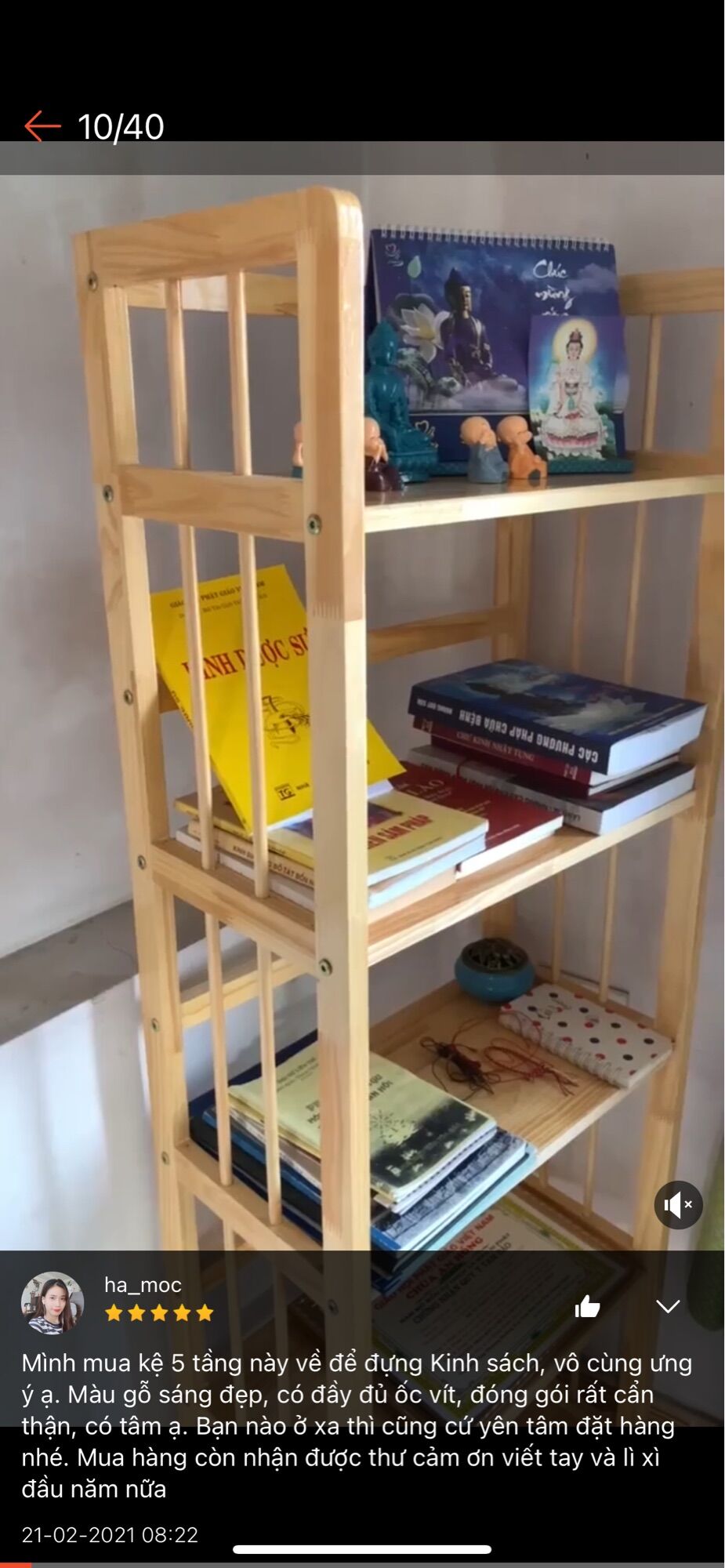 Kệ gỗ tự nhiên 4 tầng 50cm