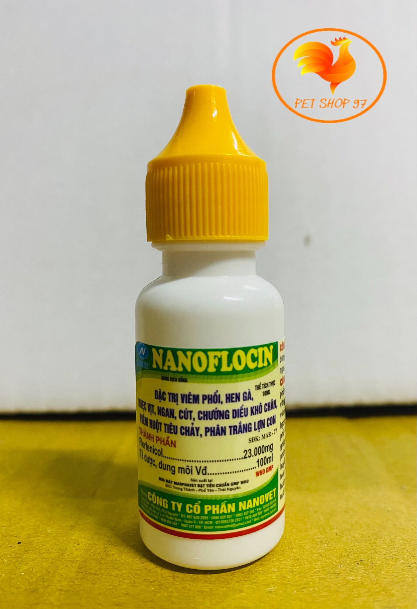 Nanoflocin lọ 10ml viêm phổi, hen khẹc, tụ huyết trùng gà đá