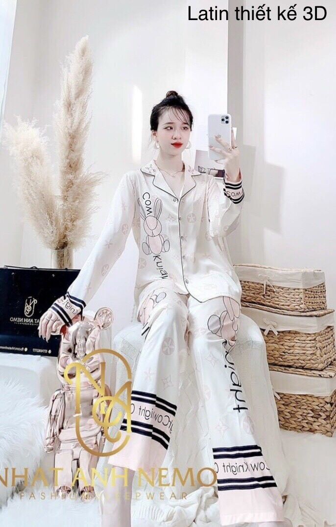 Đồ bộ lụa latin cao cấp tay dài quần dài thiết kế QC các kiểu
