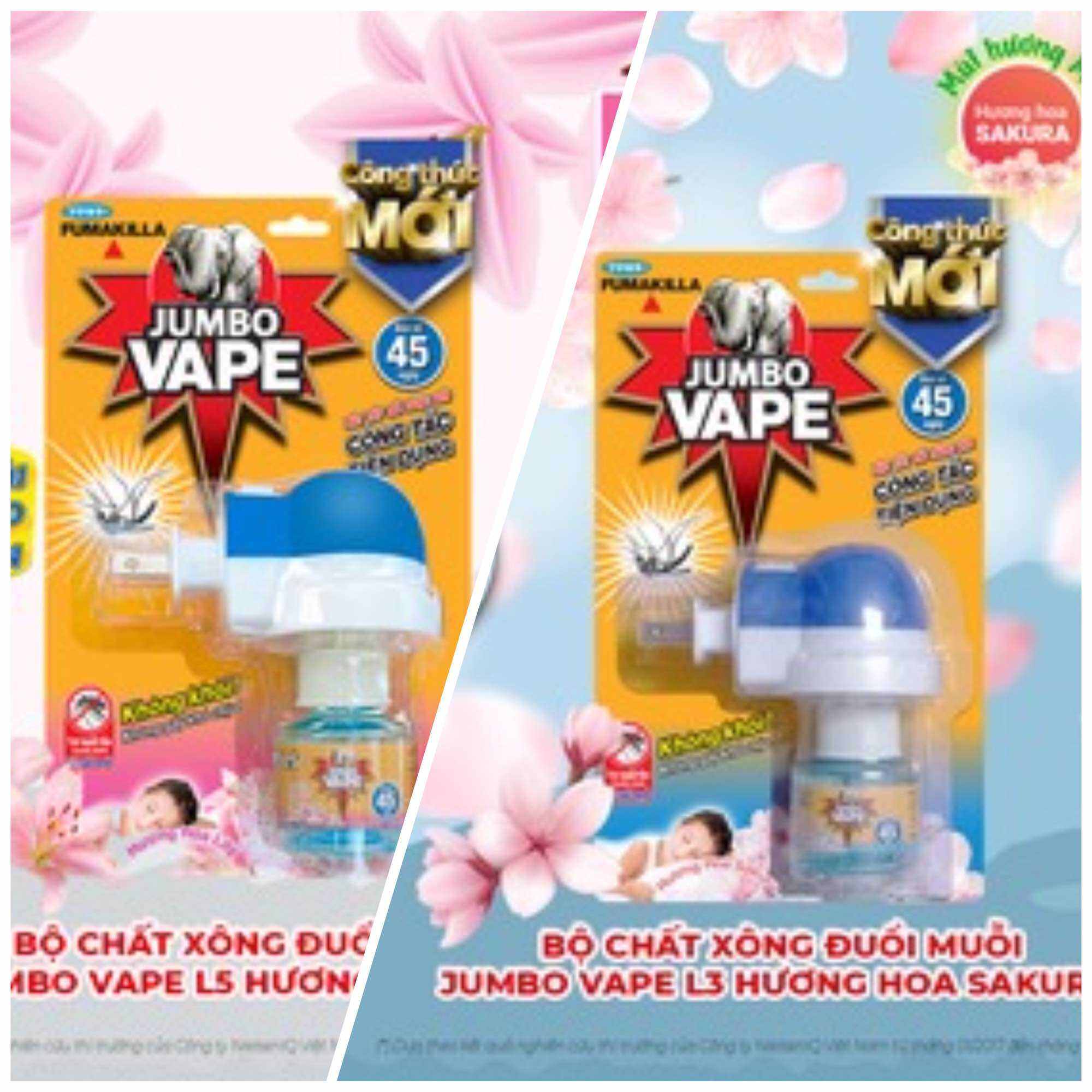 Máy xông tinh dầu diệt - đuổi côn trùng JumBo hương Lily và Sakura. Bộ xông đuổi muỗi Jumbo gồm 1 máy xông tinh dầu và 1 lọ tinh dầu đuổi muỗi.