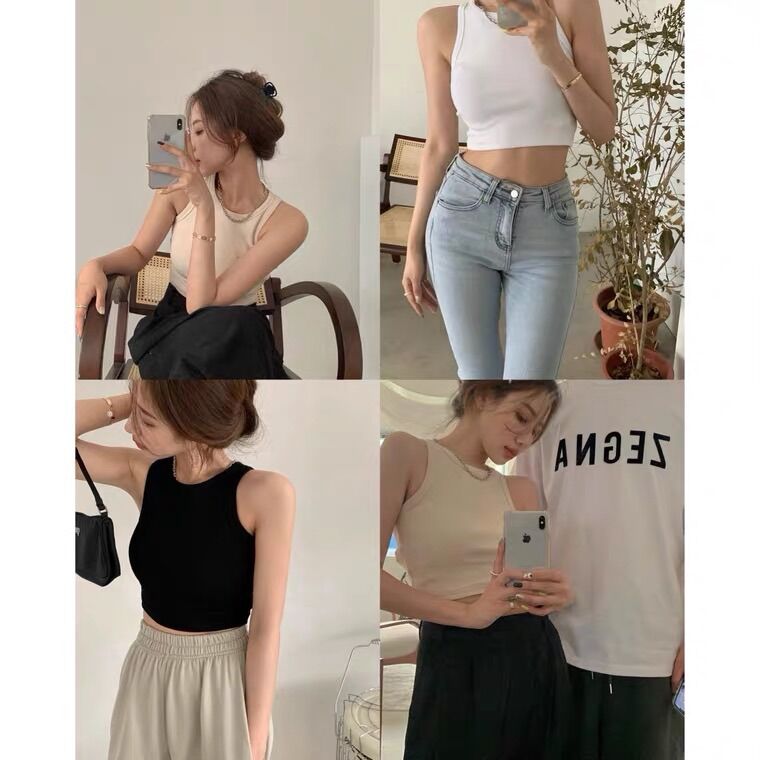 Áo ba lỗ croptop chất thun tăm co giãn