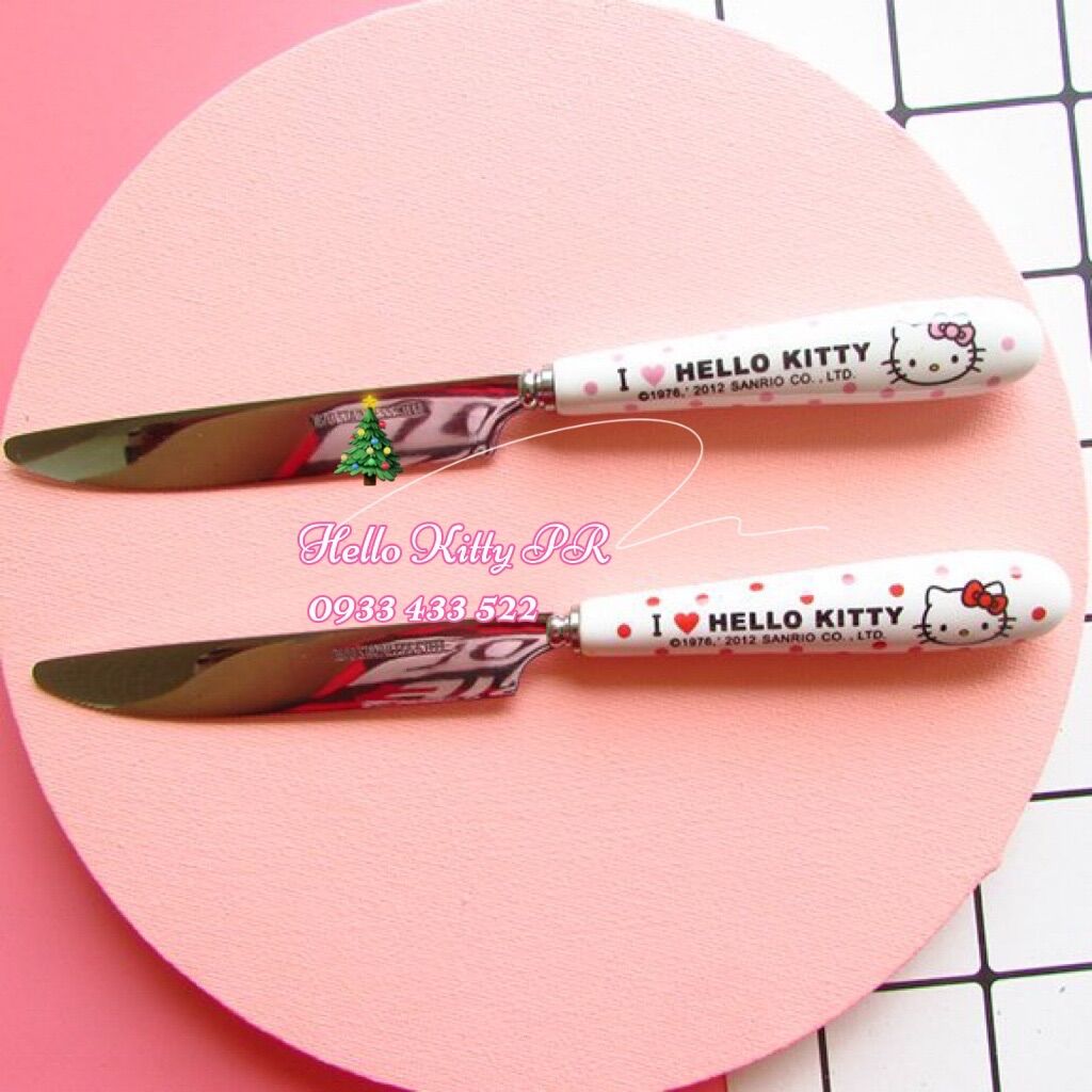 Muỗng đũa nĩa cán sứ Hello Kitty Doremon