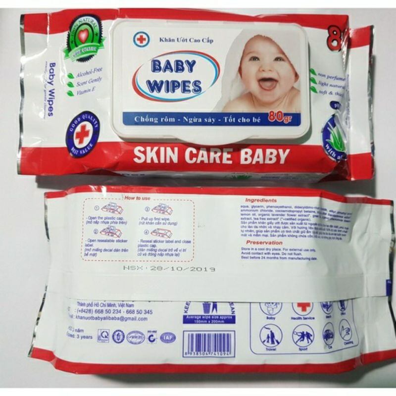 Khăn giấy ướt baby wipes 80g