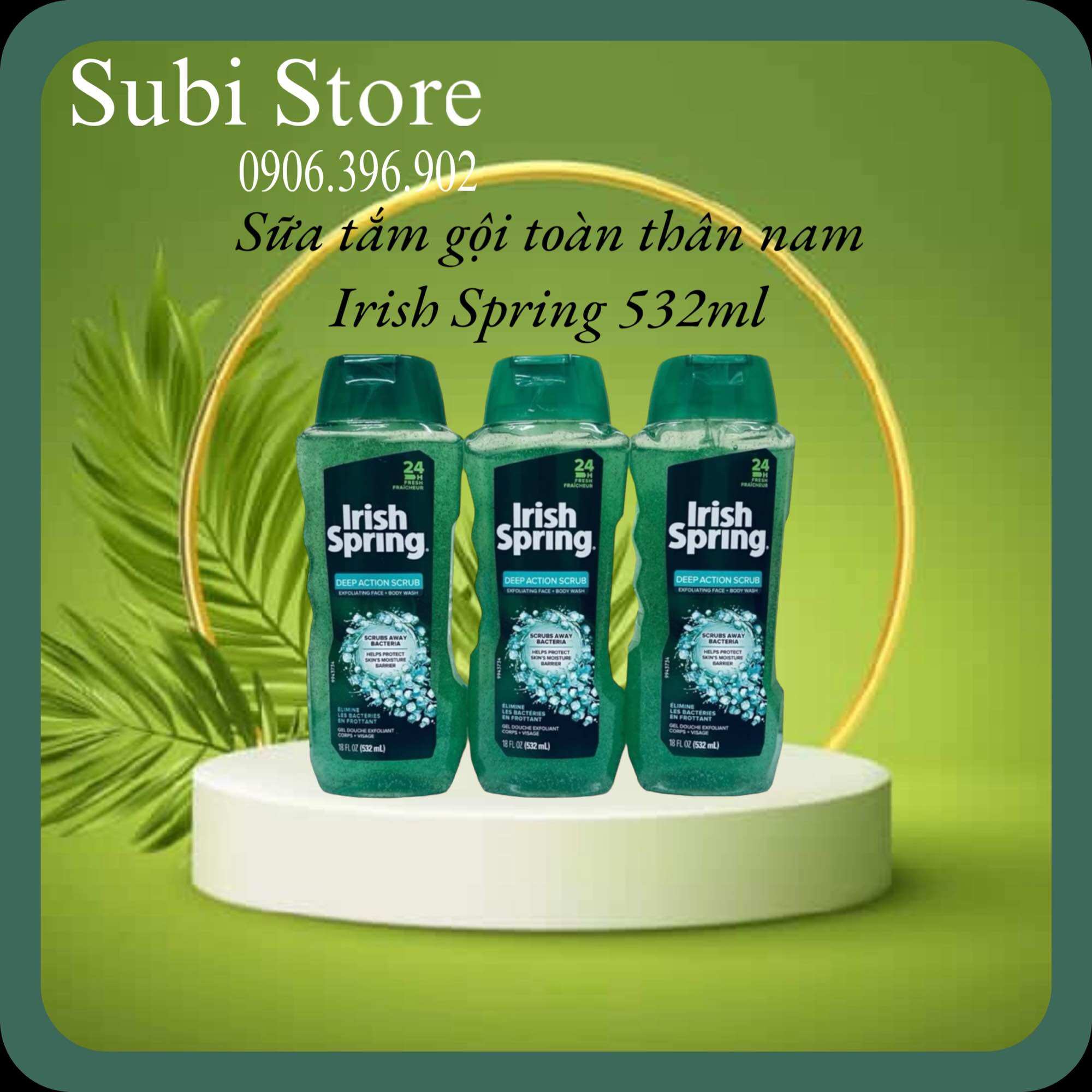 Sữa tắm gội cho nam irish spring mỹ 532ml