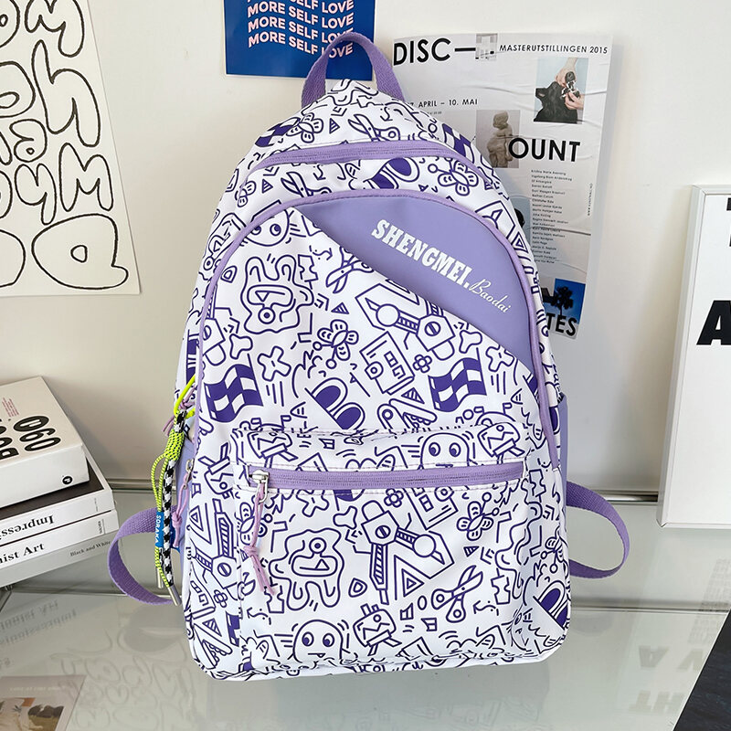 Cặp Sách Ba Lô Học Sinh Trung Học Phong Cách Instagram Phong Cách Hàn Quốc Sức Chứa Lớn Graffiti Học Sinh Cấp Hai Nữ Ba Lô Học Sinh Tiểu Học Mẫu Mới Nam