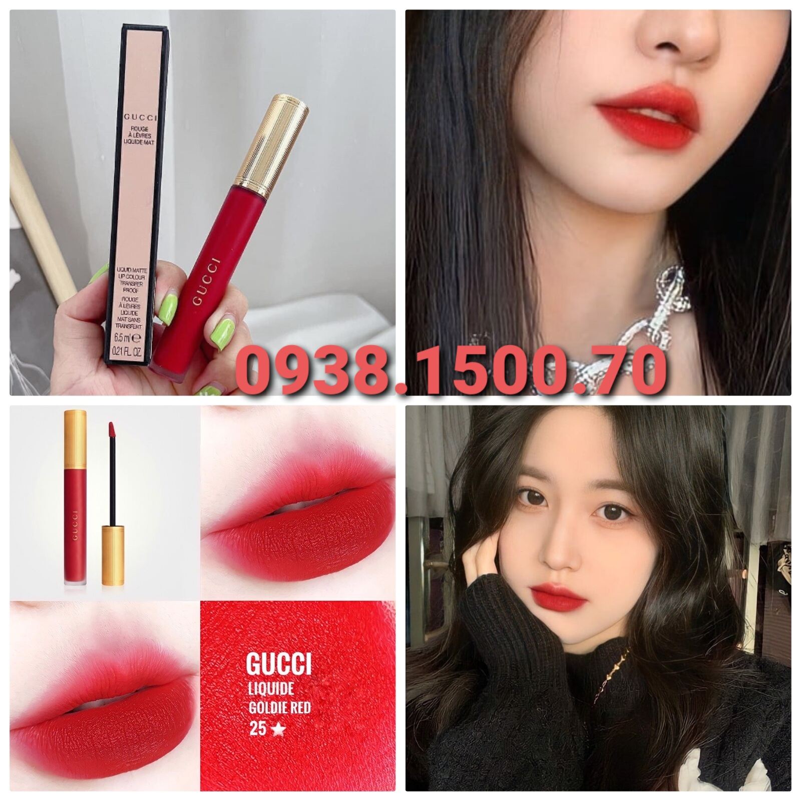 SON KEM LÌ Gucci Rouge Liquid Matte 25 Goldie Red 6.5ml ĐỎ THUẦN
