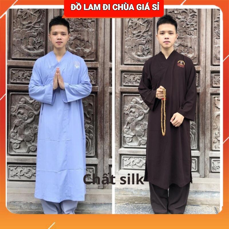 ĐỒ LAM ĐI CHÙA - ÁO TRÀNG PHẬT TỬ NAM NỮ THÊU SEN & TRƠN LOẠI 1