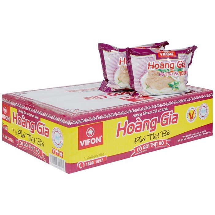 Thùng 18 gói phở thịt bò hoàng gia 120g - có gói thịt