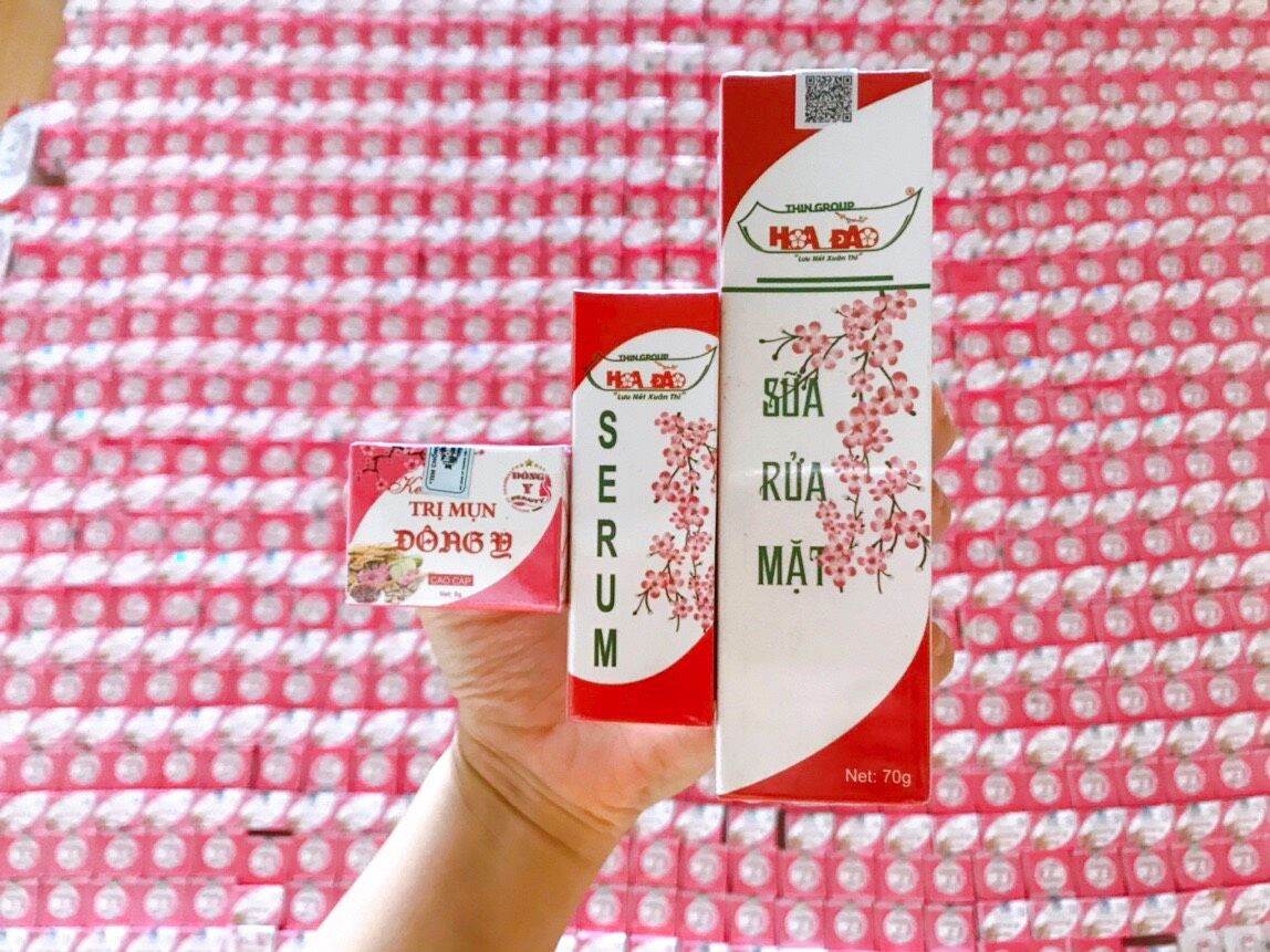 combo kem mụn đông y hoa đào