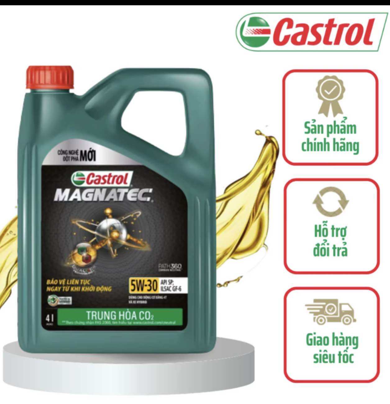 NEW BẢN MỚI 2023 DẦU NHỚT ĐỘNG CƠ Ô TÔ CASTROL MAGNATEC 5W-30 API SP/CF 4L