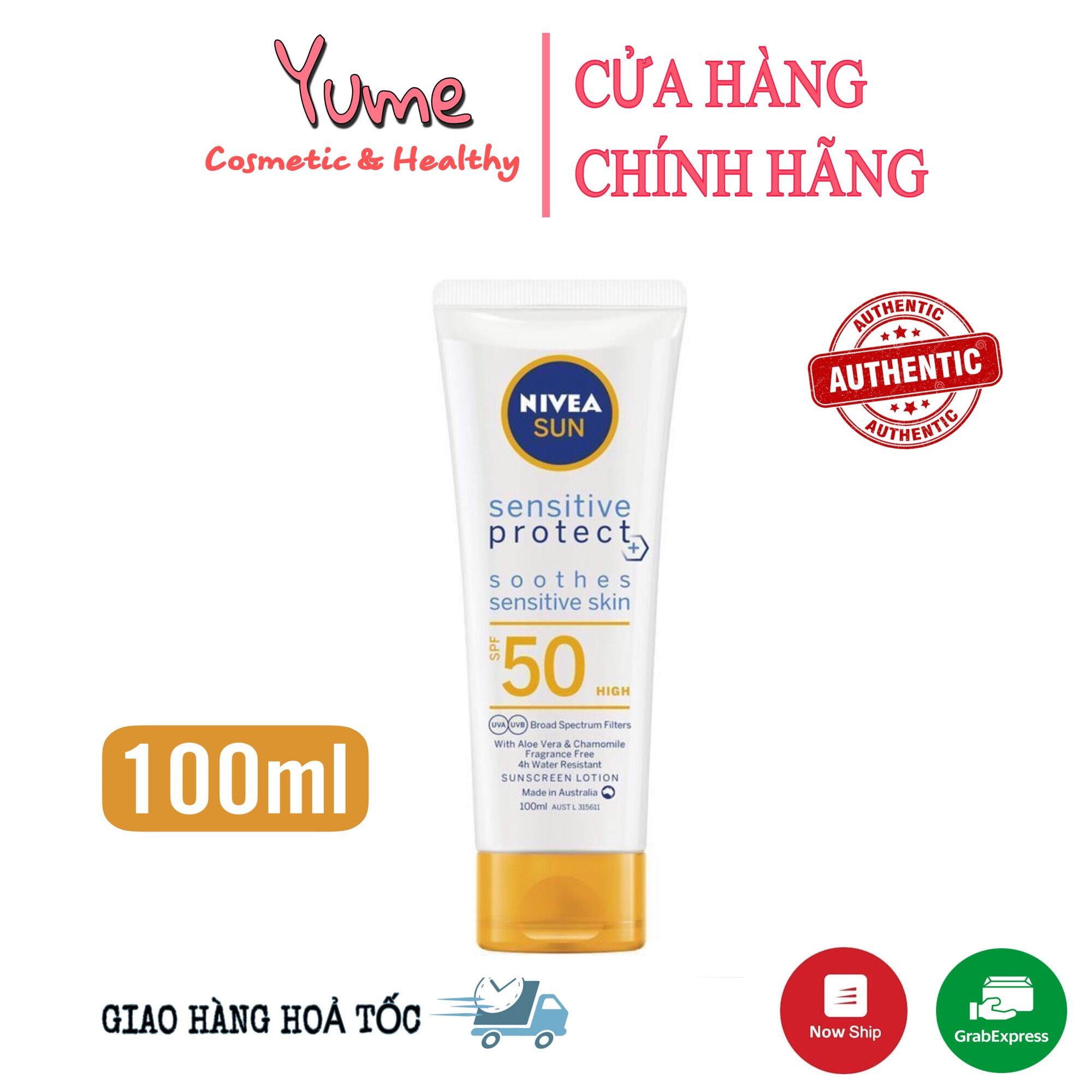 Kem chống nắng phổ rộng Nivea Sensitive Protect SPF 50+ 100ml