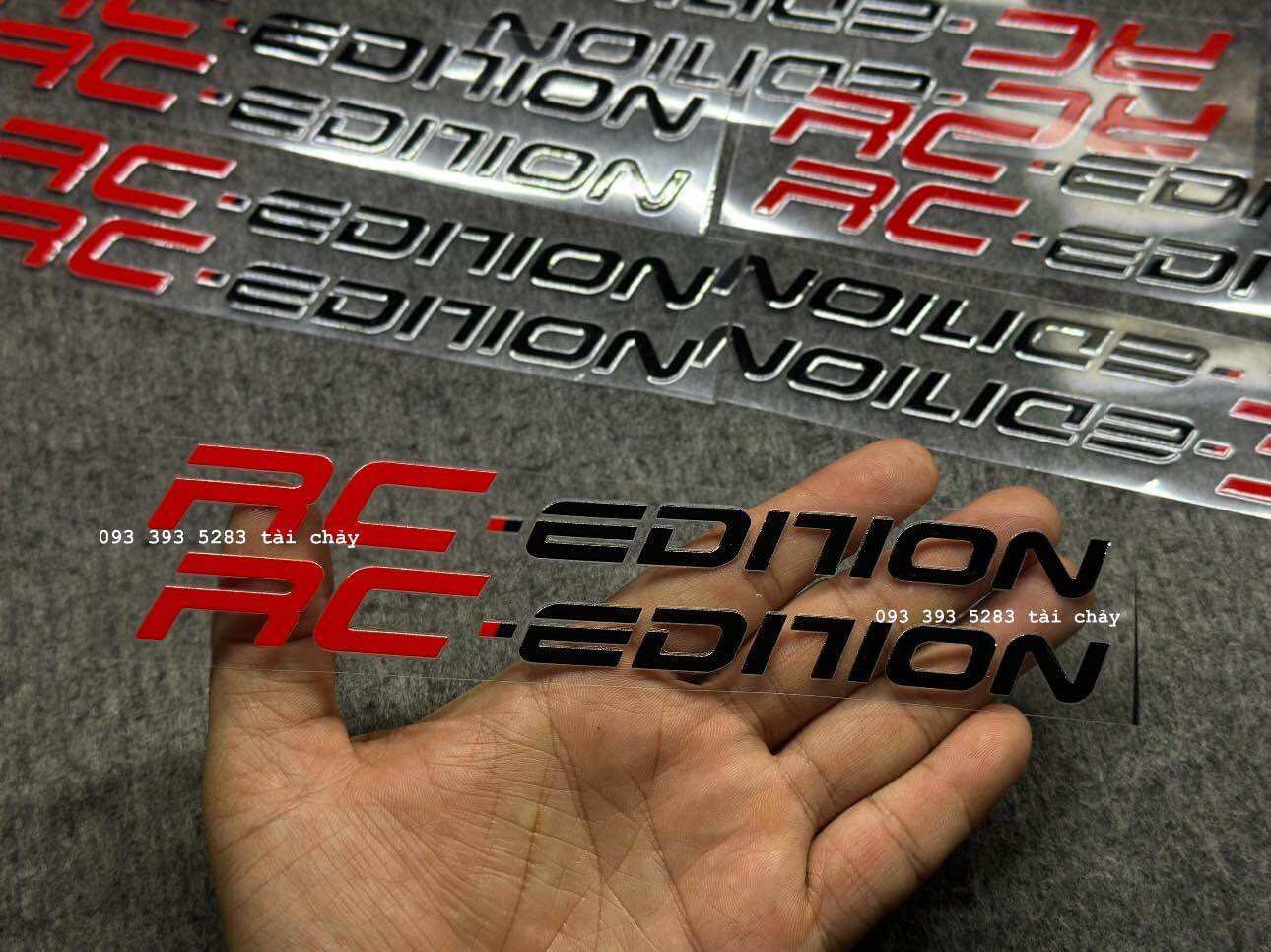 [ 1 CẶP ] TEM DECAL RC-EDITION ĐỎ ĐEN DÀI 18 CM DÁN TRANGTRI XE