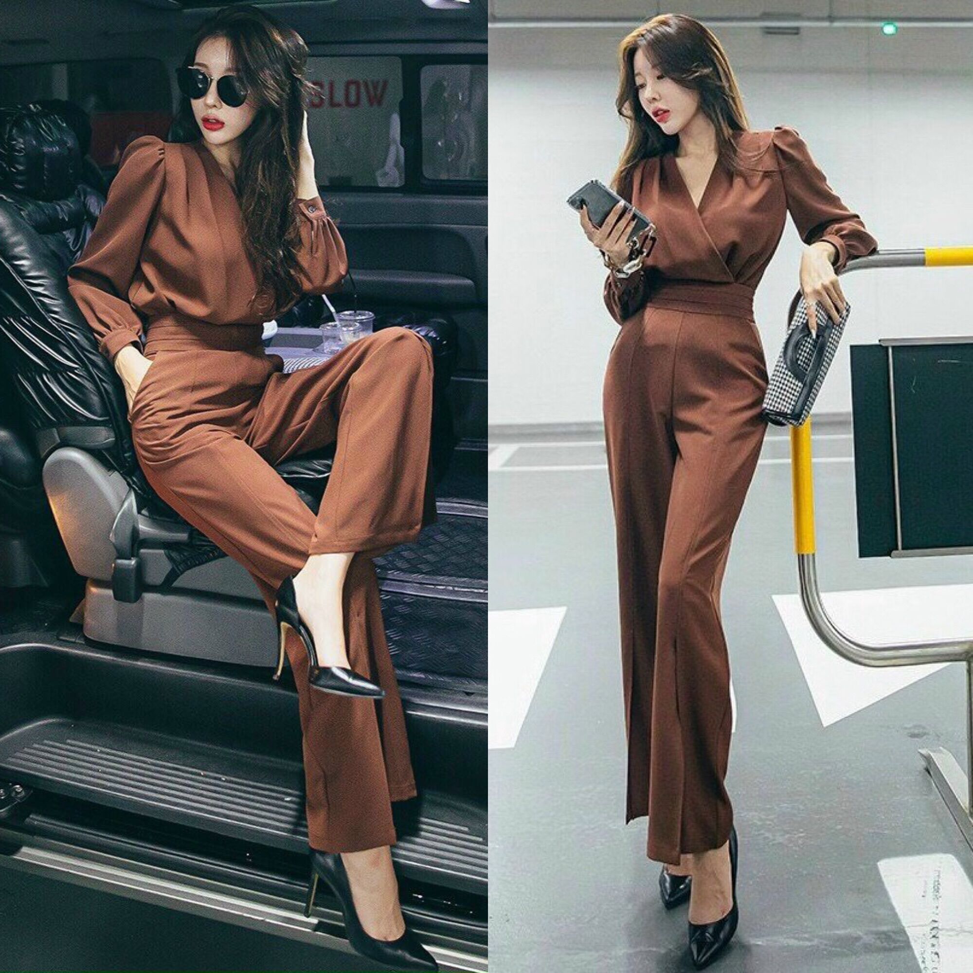 Jump dài cổ V tay dài bo phồng S.MLXL