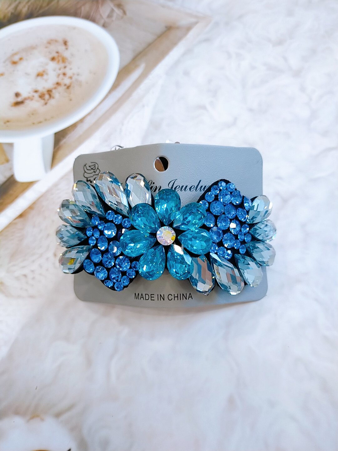 kẹp tóc đính đá phía sau gọng 10cm