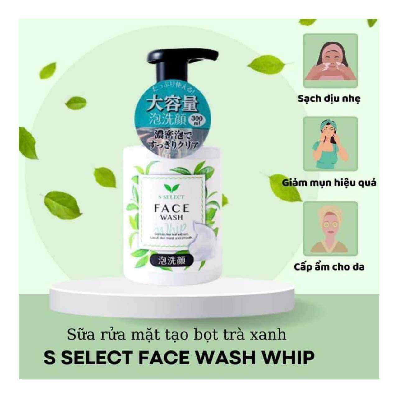 Sữa rửa mặt tạo bọt chiết xuất trà xanh S Select Nhật Bản 300mL