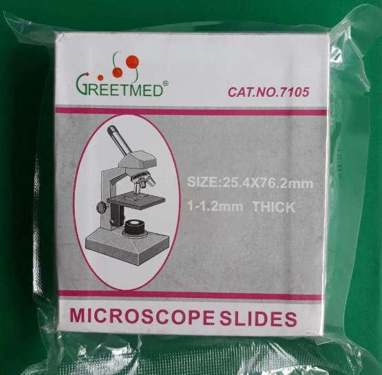 Lam kính hiển vi greetmed trong suốt 7102, mài mờ 7105, lamen 22x22