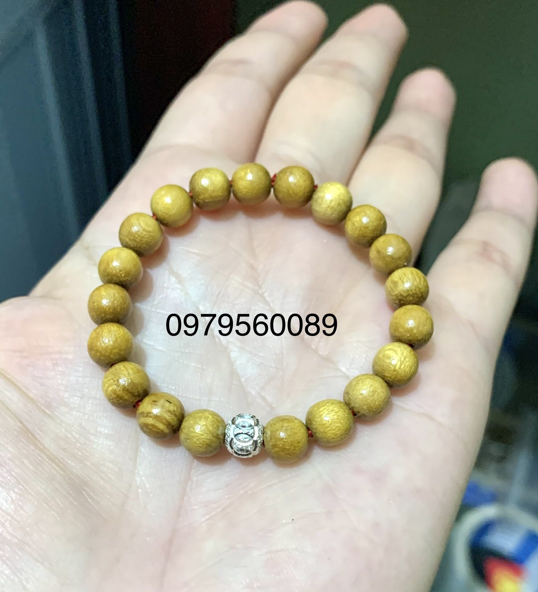 Vòng dâu tằm người lớn đính 1 bi bạc