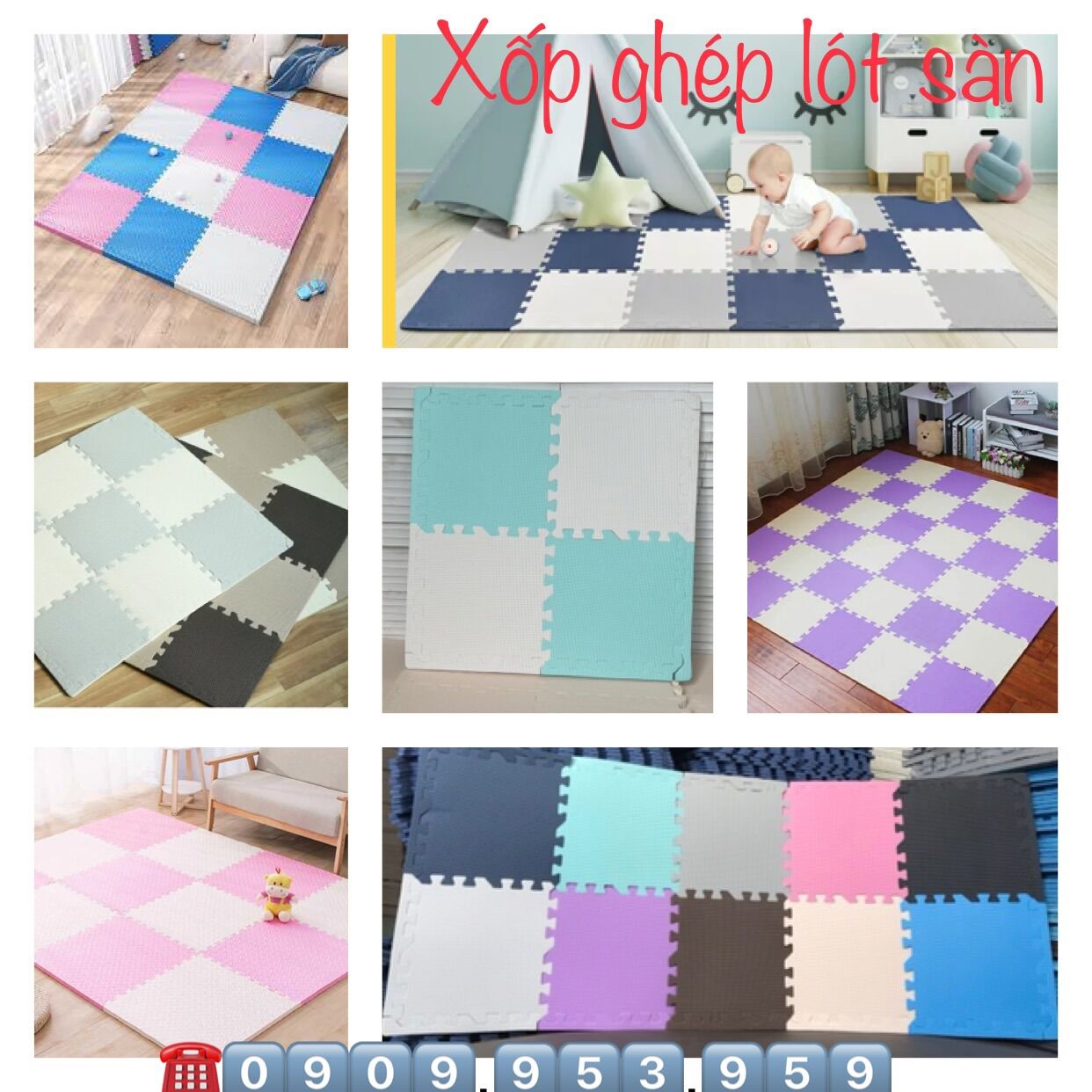 Thảm xốp 30×30x1cm ( được chọn màu)L1 có viền