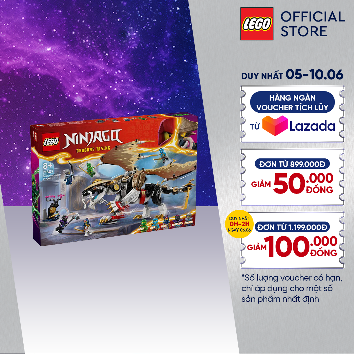 Lego ninjago 71809 đồ chơi lắp ráp rồng thần sư phụ wu