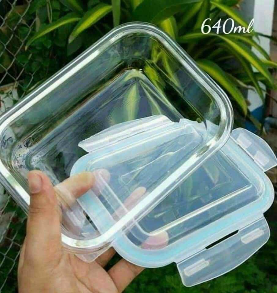 set 9 thố thuy tinh 620ml nắp xanh