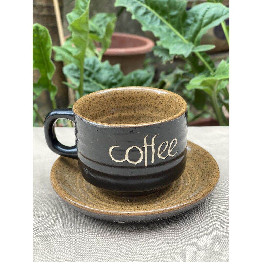 Tách Cafe 120ml_Ly Cà Phê nóng giả vuốt Tách Cốc Trà kèm đĩa Bát Tràng