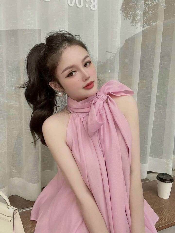 Áo Cổ Yếm Xòe Cột Nơ Voan Kiếng tiểu thư