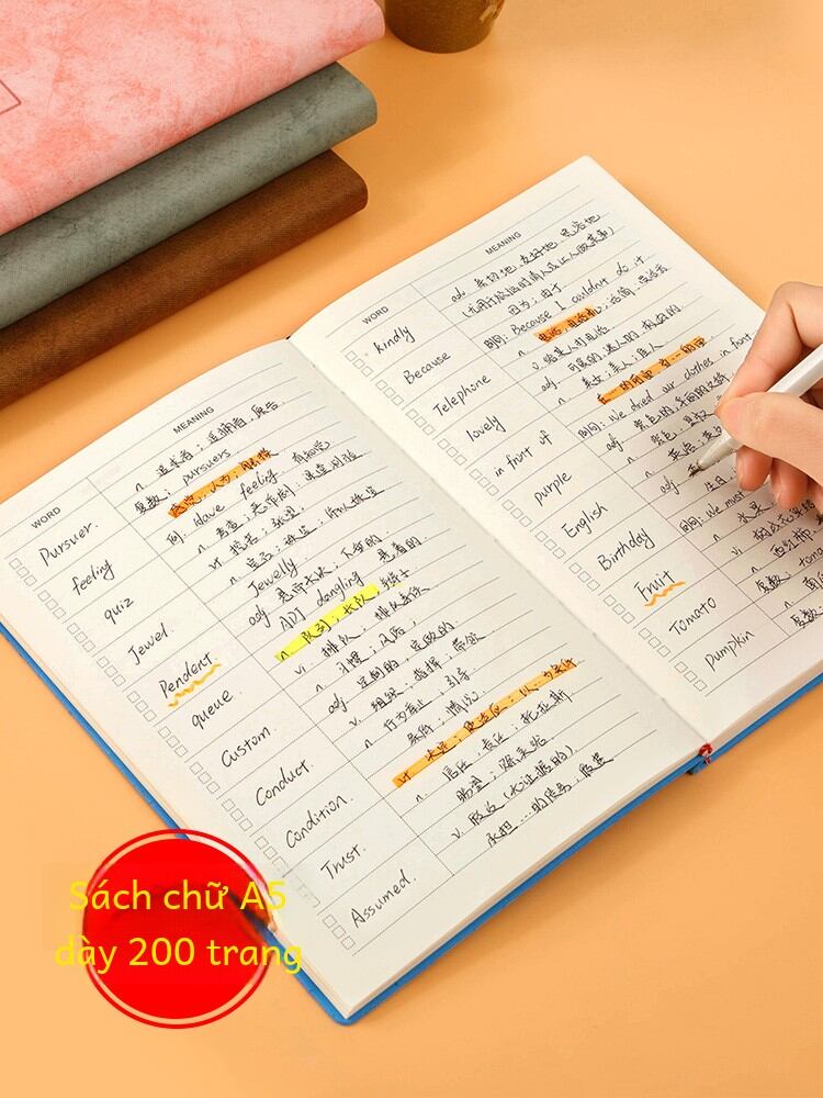 English Wordbook Thickened A5 Cute Refreshing Simple Female Words Memory Notebook Accumulation This Vocabulary Postgraduate Entrance Examination Reading Translation This College Student CET-4 and CET-6 English Benji Words Notebook