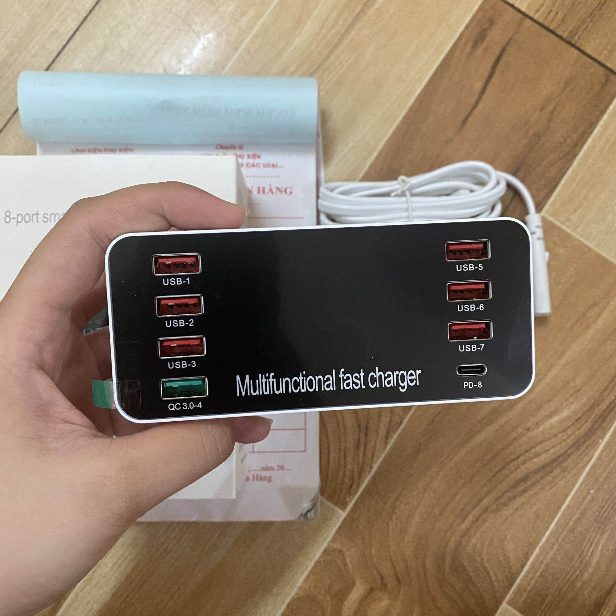 Bộ sạc 8 cổng usb A9P CÓ CỔNG SẠC NHANH 60W