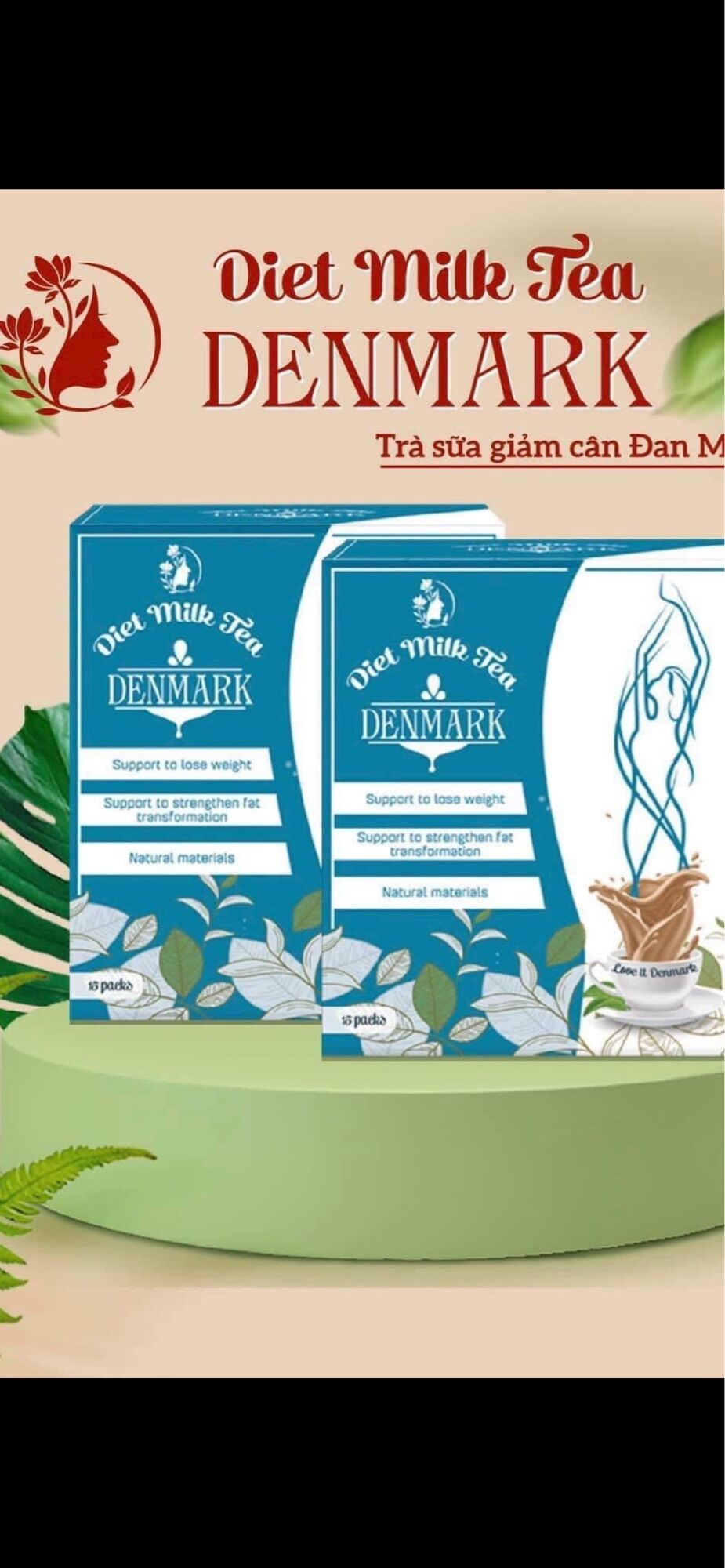 Combo 2 hộp trà sữa giảm cân đan mạch tặng 4 gói nhỏ