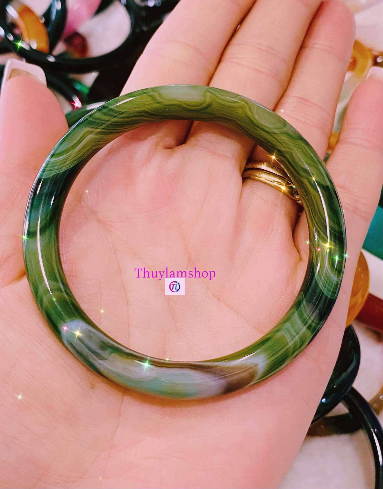 Vòng tay nữ đá Ngọc Thuỷ Tảo đeo phong thuỷ bình an may mắn