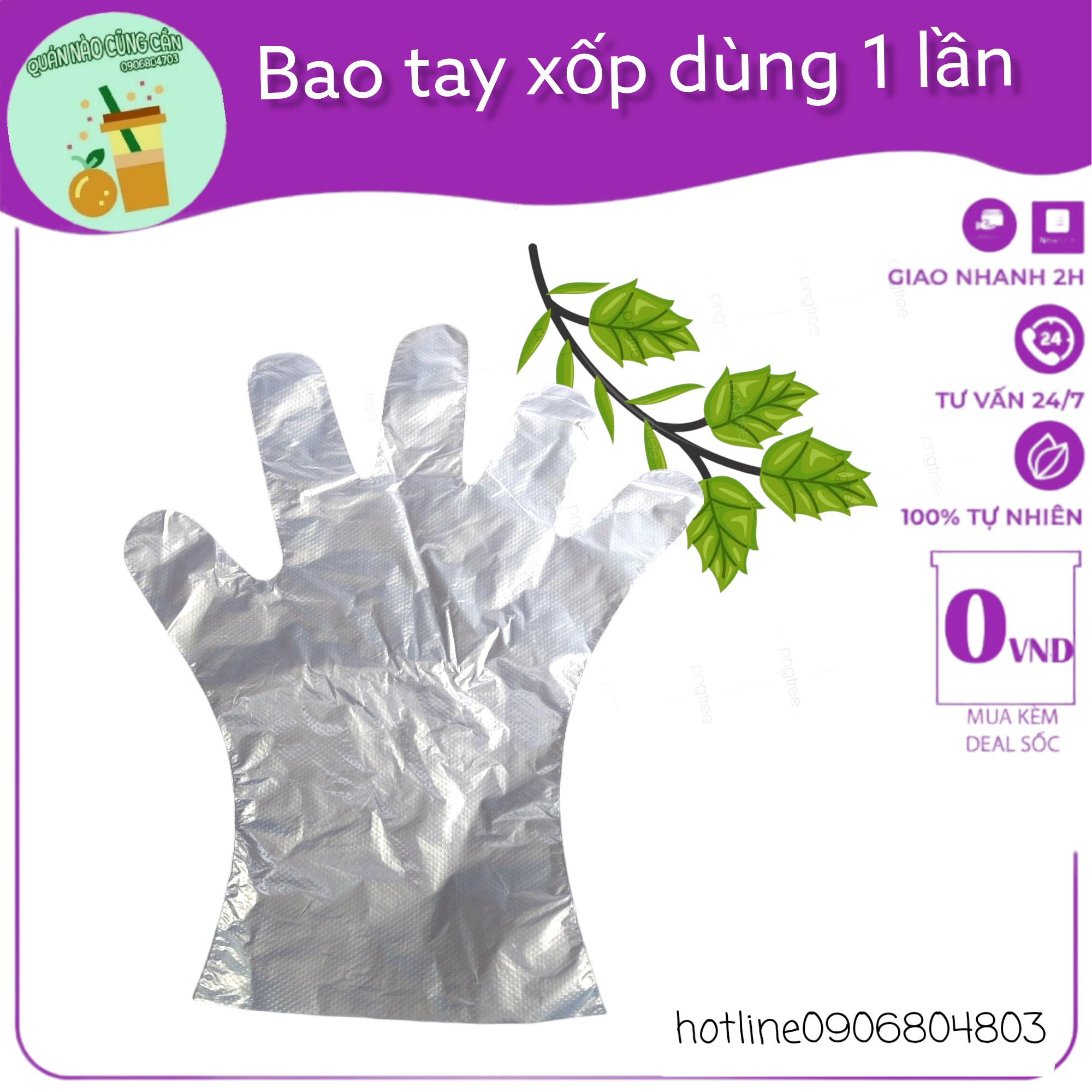 Bao tay nilon, bao tay xốp dùng một lần 100gr - Quán nào cũng cần