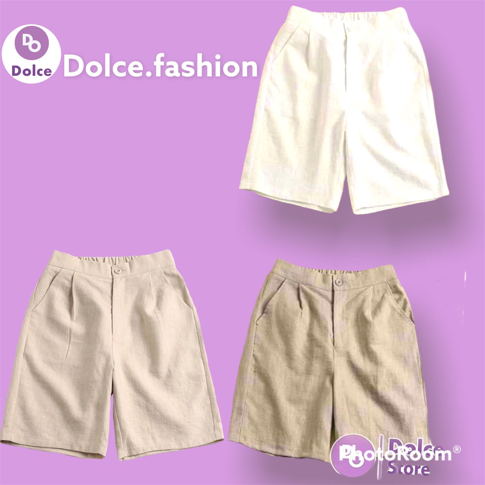 Quần short đũi cạp chun giả cúc - Dolce