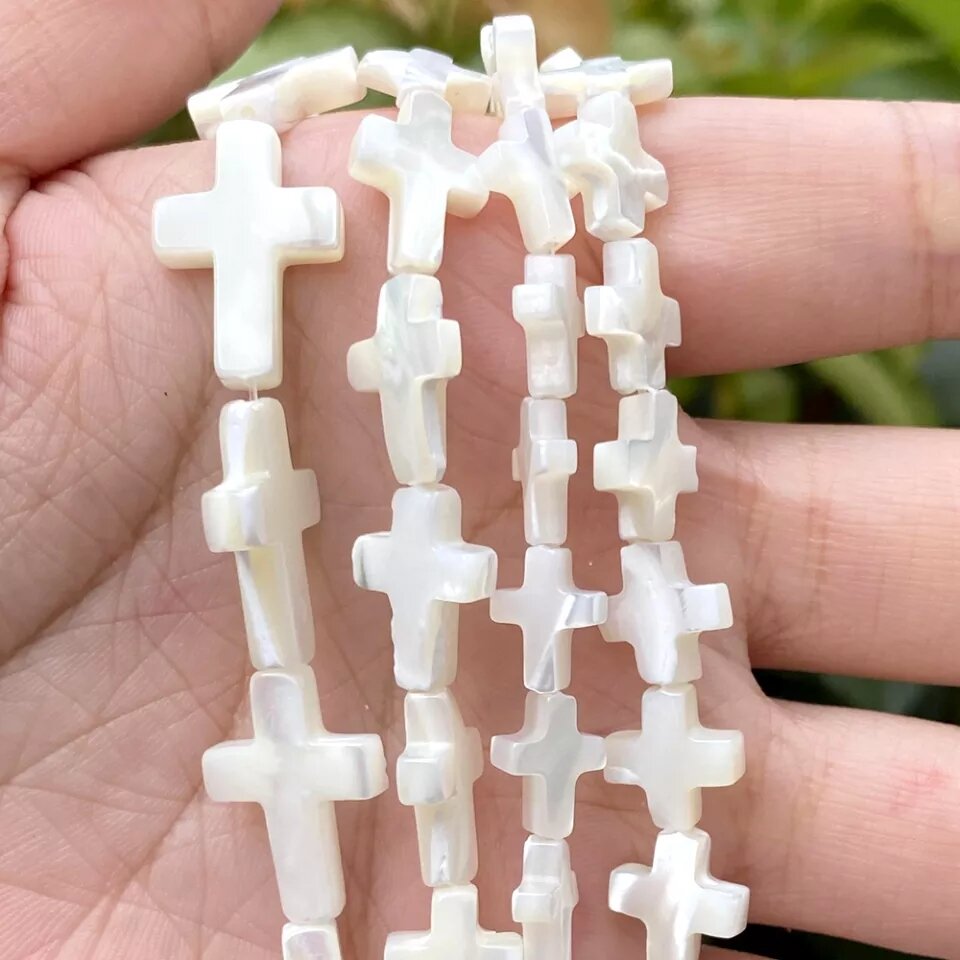Charm thánh giá vỏ ốc tự nhiên, may mắn, hạnh phúc