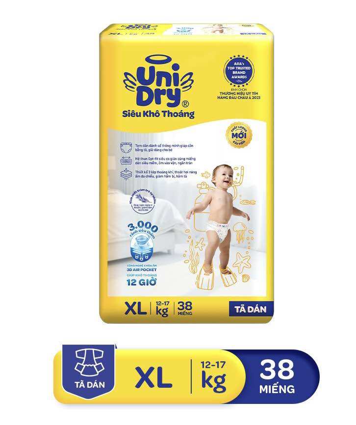 Tã Dán UniDry Đủ Size M76/L68/XL62/XXL56