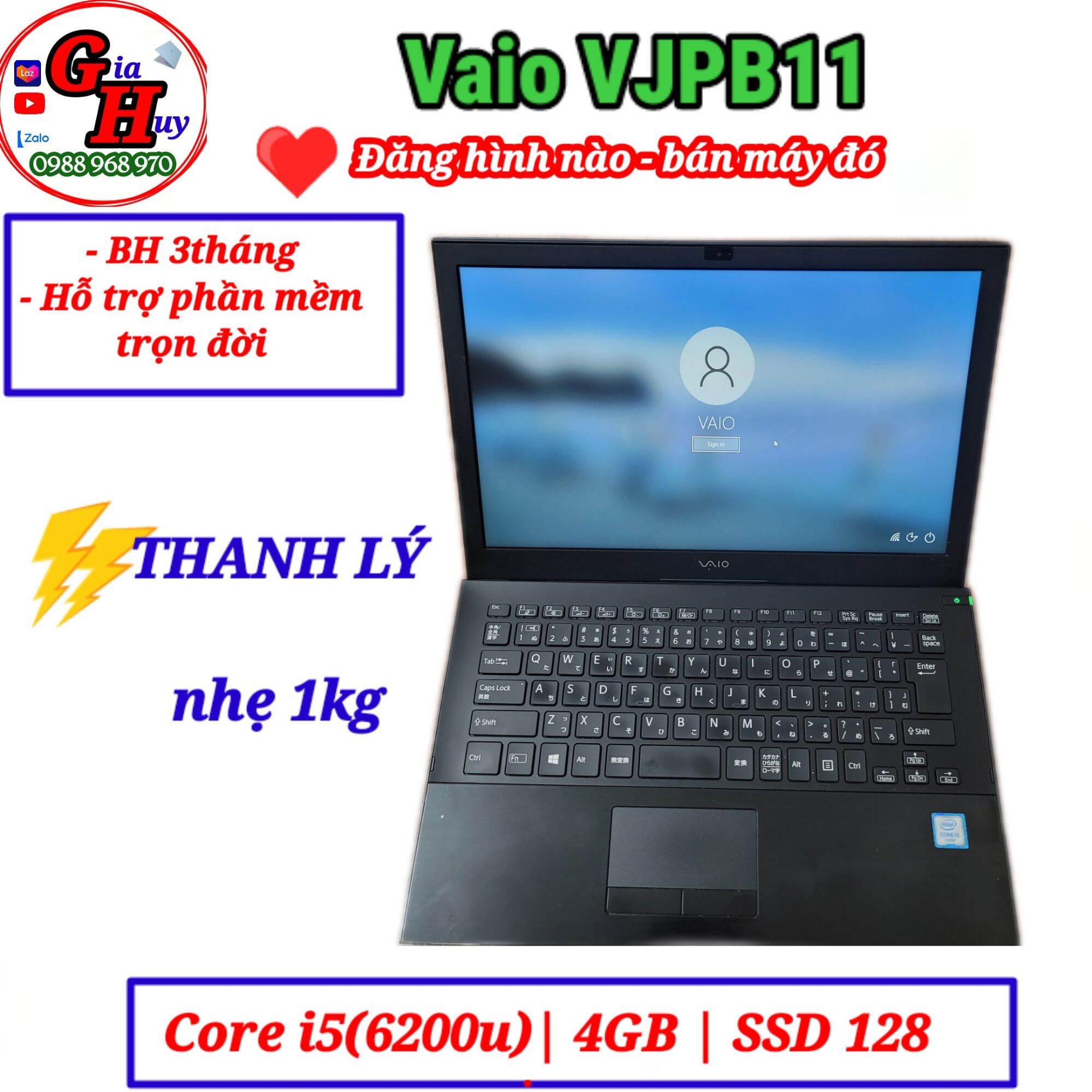 Máy tính Laptop Nhật Vaio VJPB11 core i5(6200u)/ram4GB/ssd128GB camera 13.3inch giá rẻ