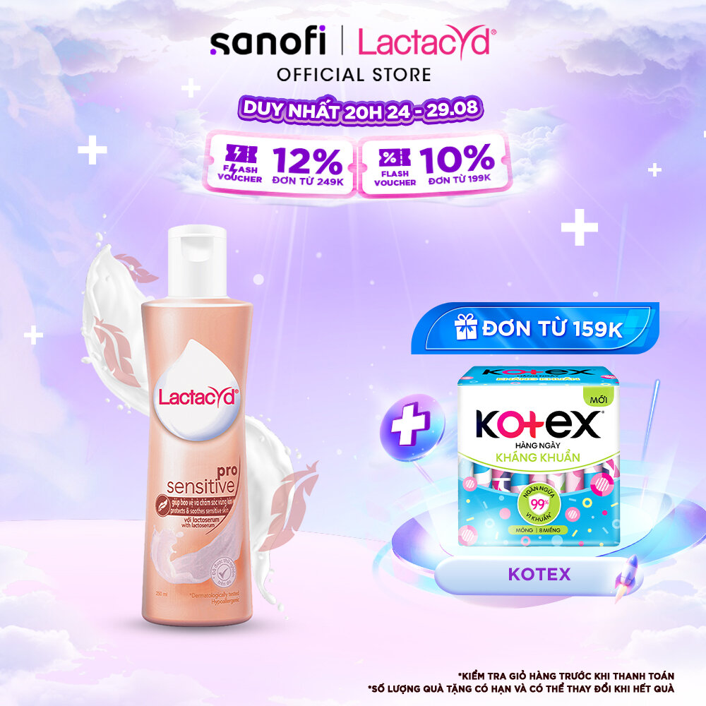 Dung dịch vệ sinh phụ nữ lactacyd pro sensitive cho da nhạy cảm 250ml