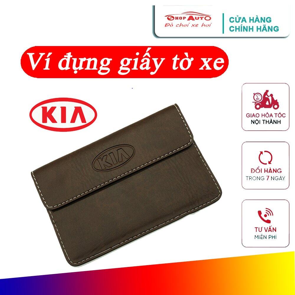 Ví da đựng đăng kiểm, giấy tờ xe ô tô cao cấp in dập nổi logo hãng xe KIA kích thước 19x12cm