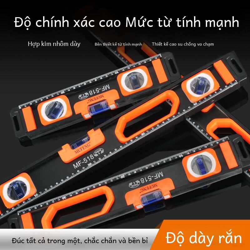 Horizontal Ruler High Precision Solid Aluminum Alloy Level Guiding Rule Small Level Meter Household Strong Magnetic Adjustment Balance