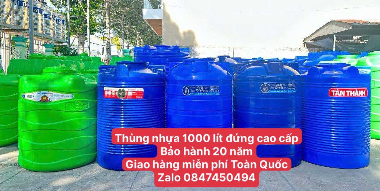Thùng nhựa chứa nước 1000 lít tân á đại thành giao hàng miễn phí Toàn Quốc (xô, bồn, téc,bình)