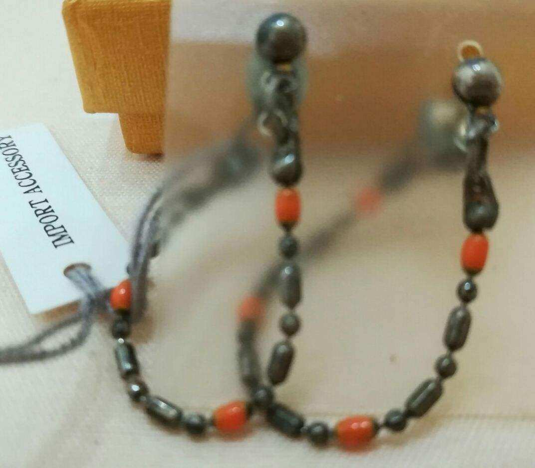 Hoa tai bông tai hạt cườm dáng dài thanh lịch thiết kế nguyên bản phong cách Nhật Bản