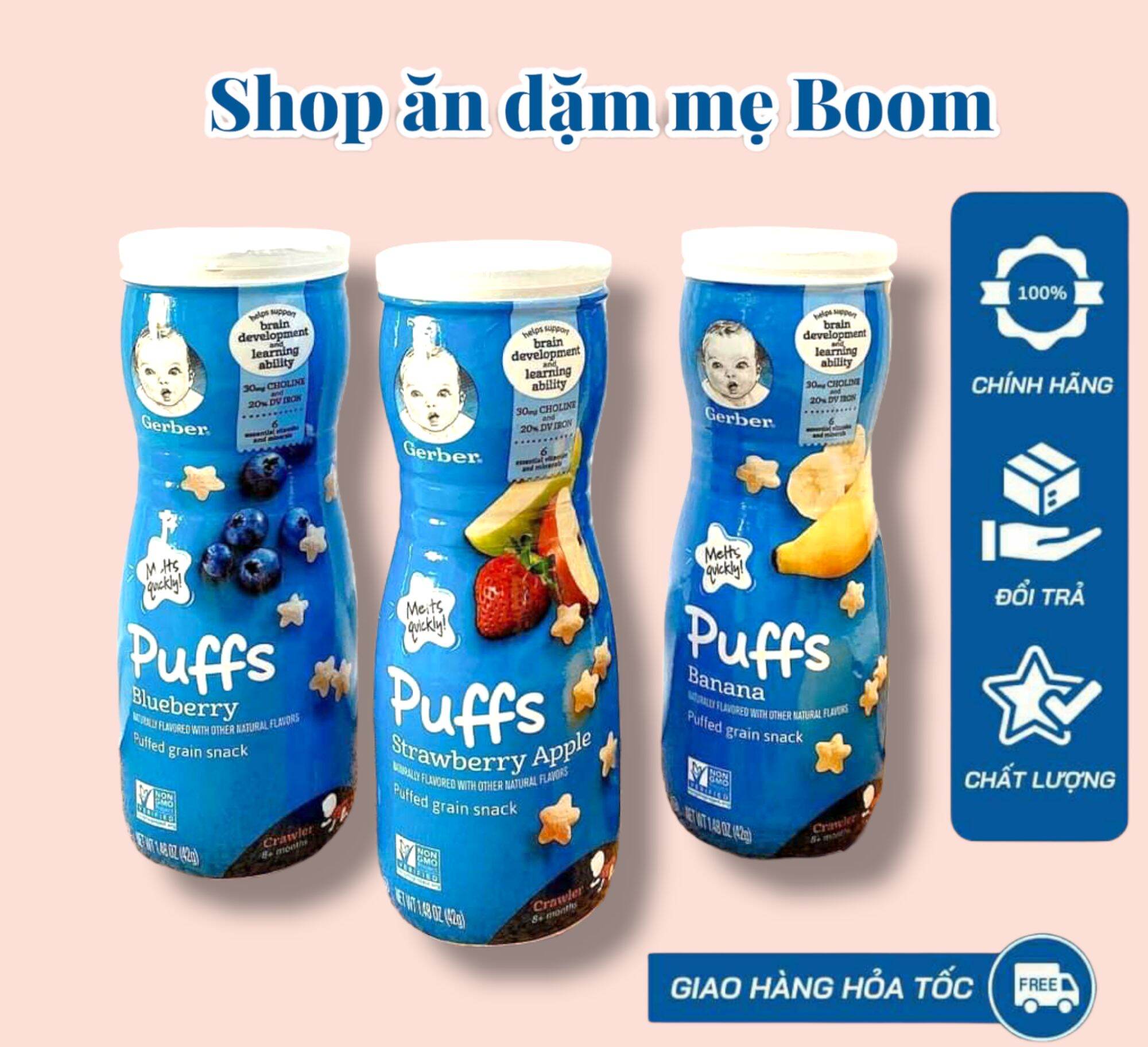 Bánh ăn dặm ngũ cốc, trái cây gerber ngôi sao 42gr