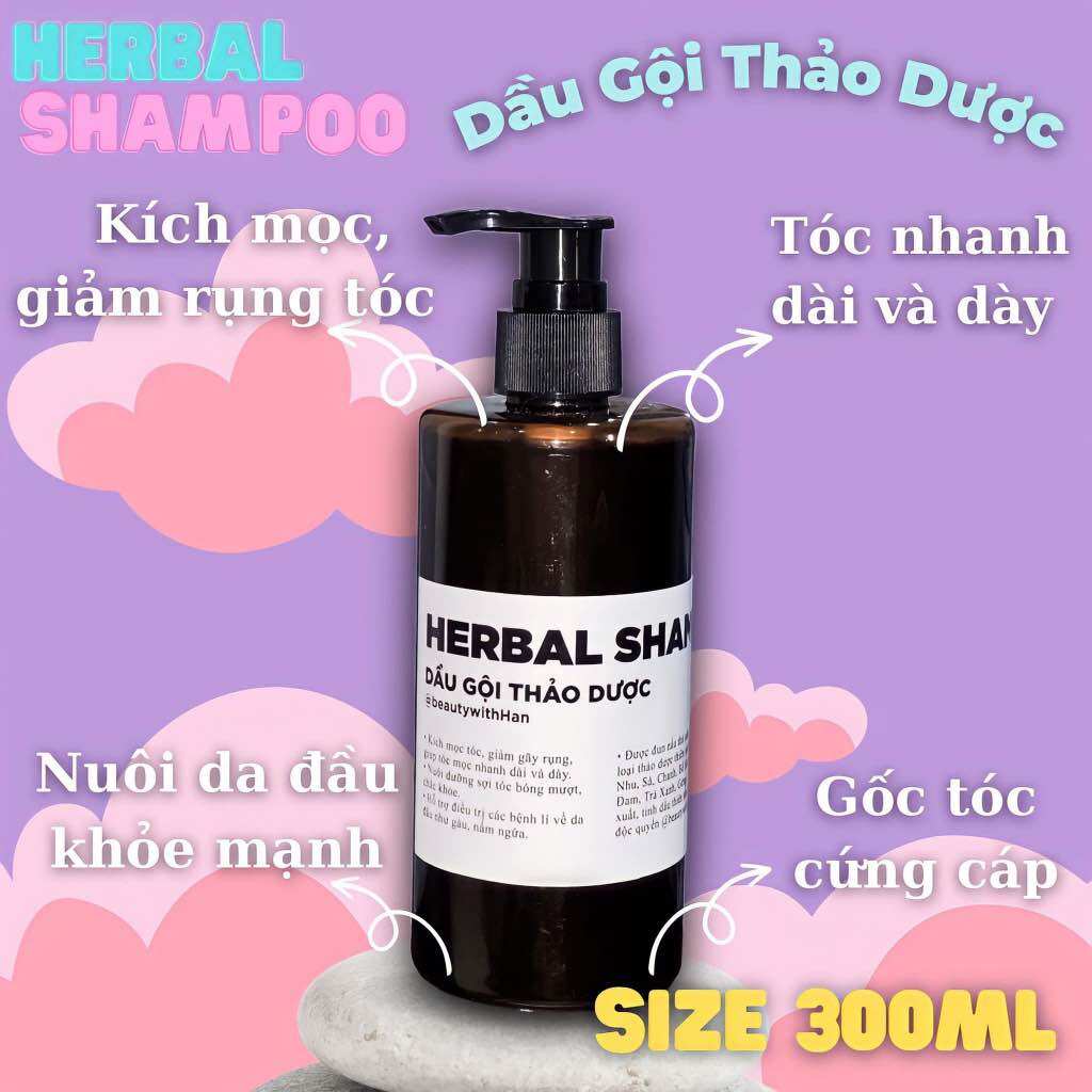 Dầu gội thảo dược bồ kết giúp mọc tóc giảm rụng 300ml - herbal shampoo @beautywithhan