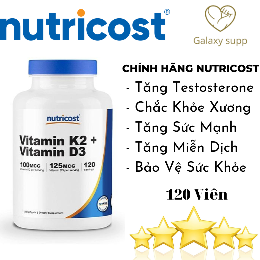 Nutricost Vitamin K2+D3 Chắc Khỏe Xương Khớp 120 Viên