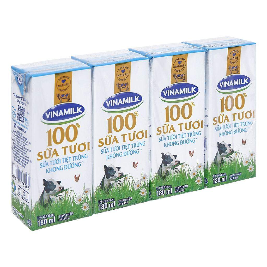 1 thùng 48 bọc sữa tươi con bò vinamilk 100% loại 180ml