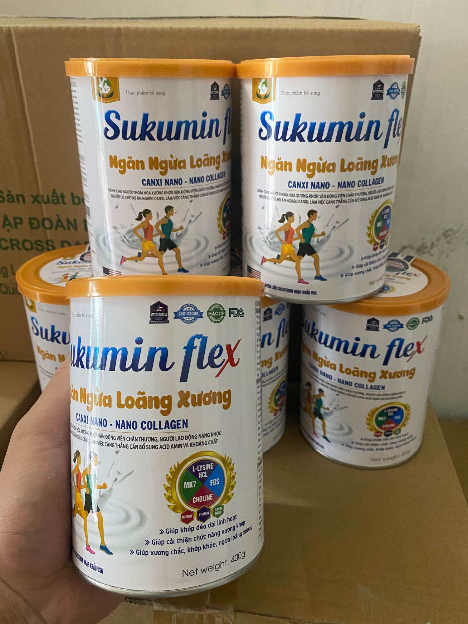 Sữa canxi SUKUMIN FLEX chống loãng xương - Canxi nano -lon 400g datte mới ,HÀNG CHÍNH HÃNG)