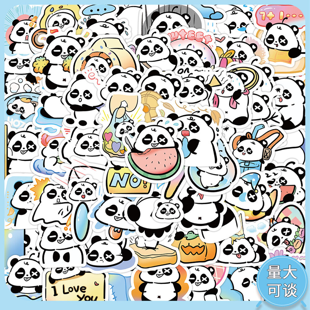 Set 60 hình dán sticker chống nước gấu trúc panda