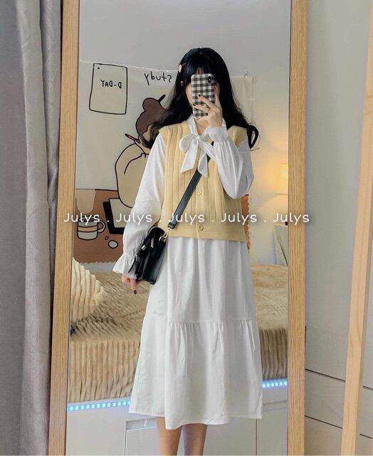 Váy tiểu thư cổ nơ xinh xắn